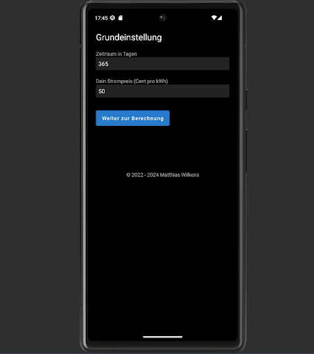 Android application Stromkosten Rechner screenshort