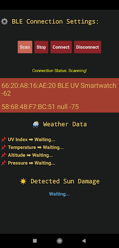 Android application BLE UV Smartwatch screenshort