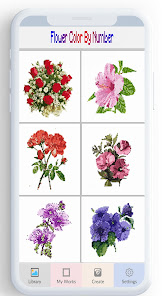 Flower Color By Number, flower coloring pages  screenshots 1