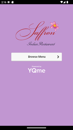 Android application Saffron Indian Restaurant screenshort