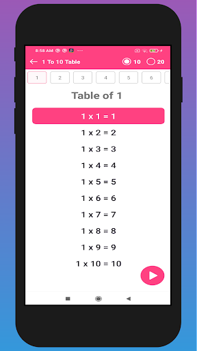 Math Tables 1 to 100 offline Screen 3