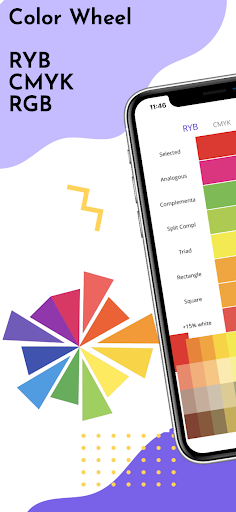 Android application Color Wheel RYB CMYK RGB screenshort