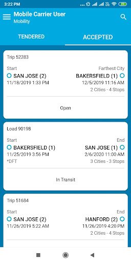 Transportation Mobile User Screen 3