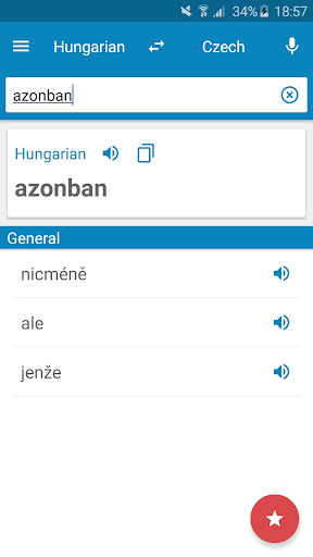 Android application Hungarian-Czech Dictionary screenshort