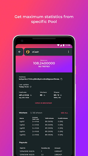 CheckPool Mining Pools Monitor Screen 3