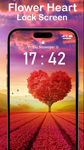Android application Rose Heart Lock Screen screenshort
