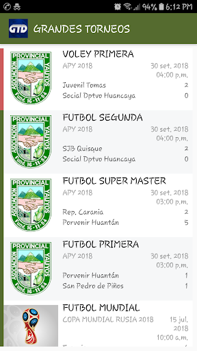 Android application Grandes Torneos screenshort
