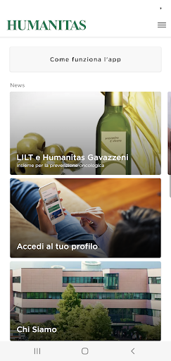 Android application Humanitas Bergamo screenshort