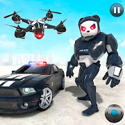 Police Panda Robot Car Transform: Flying Car Games