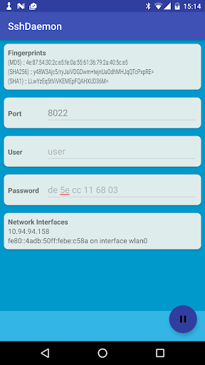 Android application SshDaemon screenshort