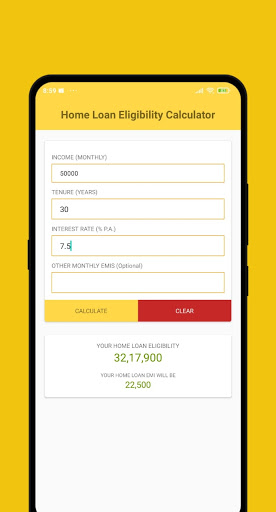 Home loan eligibility checker Screen 2