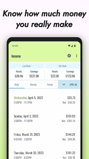 Android application DashTracker screenshort