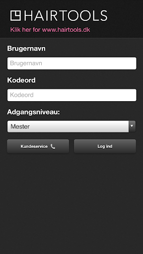 Android application Hairtools Bestillingsbog screenshort