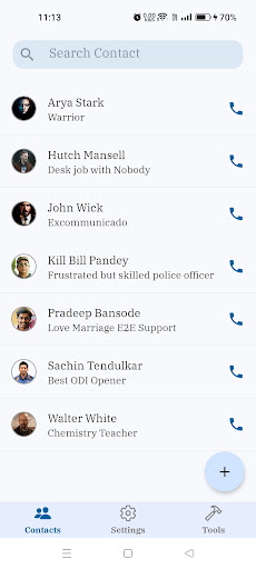 Android application Rare Contacts screenshort