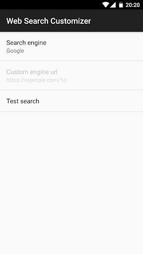 Android application Web Search Customizer screenshort