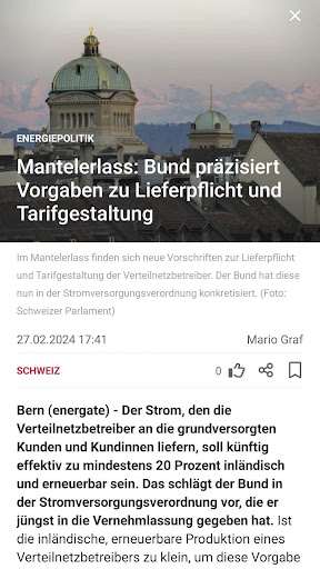 Android application energate.ch screenshort
