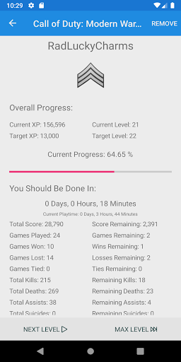 Android application Level Up - Track Your Leveling screenshort