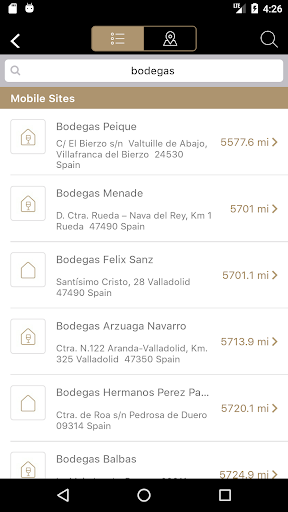 The Winery App Screen 2