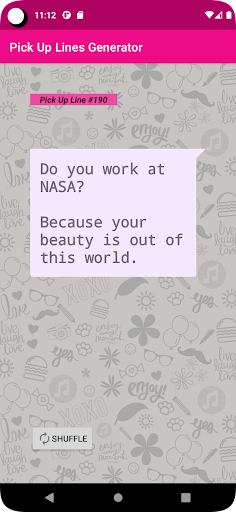 Android application Random Pick Up Lines screenshort