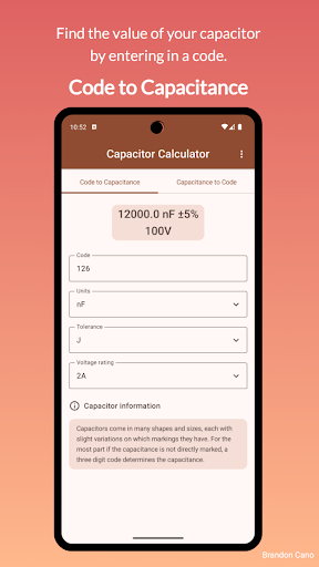 Android application Capacitor Code Calculator screenshort