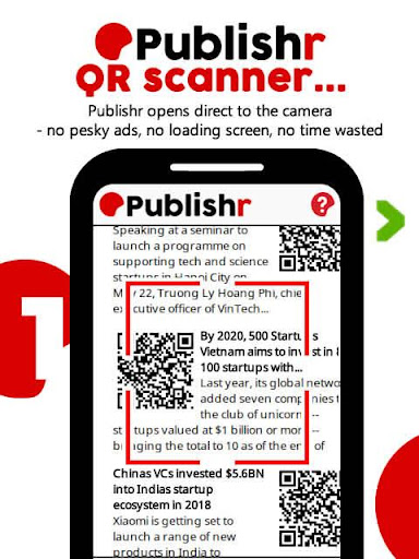 Android application Publishr QR Code Scanner screenshort