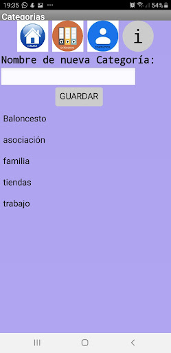 Contactos por categorías Screen 2