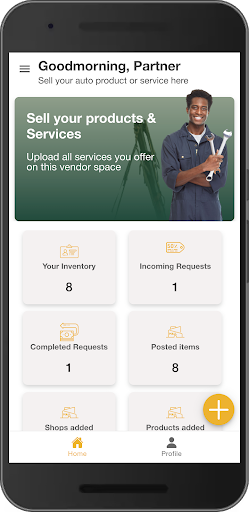 Android application Upwheels Vendor screenshort