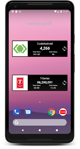 Android application YTCount Widget screenshort