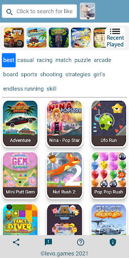 Android application Levo MiniGame screenshort