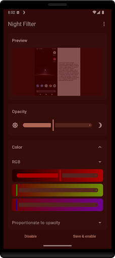 Screenshot of Night Filter