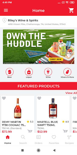 Android application Riley’s Wine & Spirits screenshort