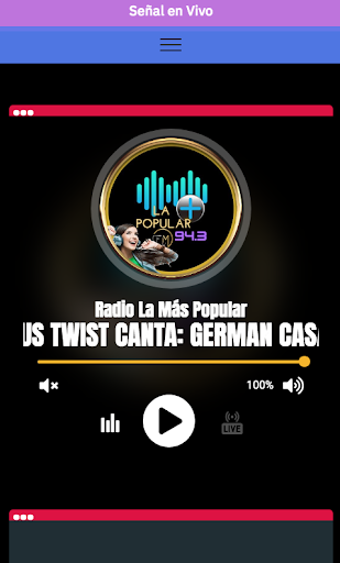 Android application Radio La Mas Popular screenshort