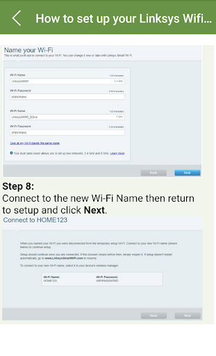 Android application linksys router setup guide screenshort