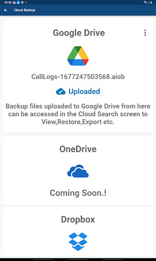 Screenshot of Call Logs Backup