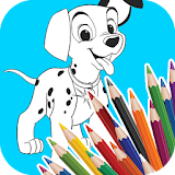 Coloring book Dalmatians dog icon