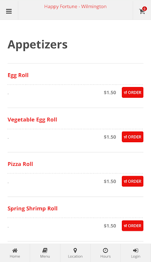 Happy Fortune Wilmington Order Screen 2