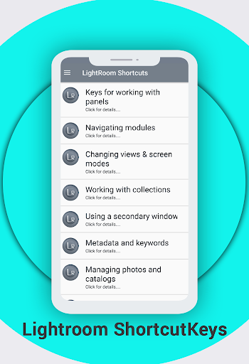 Android application Shortcut Keys for LightRoom screenshort