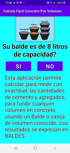 Android application Calcule Fácil Concreto Por Vol screenshort