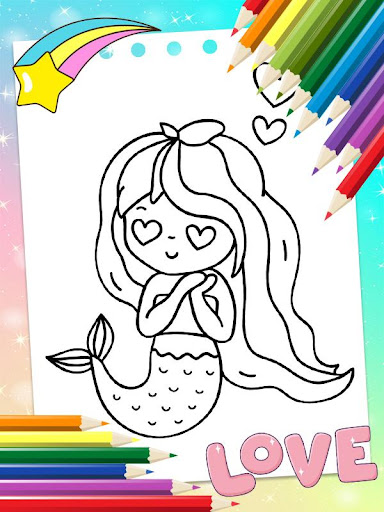 Mermaid Princess Coloring Book Screen 3