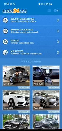 Android application auto24.ee screenshort