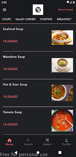 Android application Food Basket Restaurant screenshort
