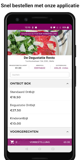 Android application De Degustatie Resto screenshort