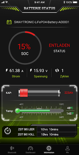 Swaytronic Battery Management Screen 2