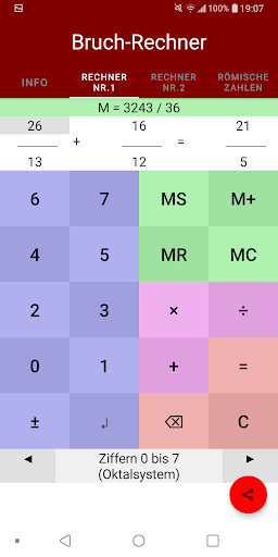 Taschenrechner für Brüche