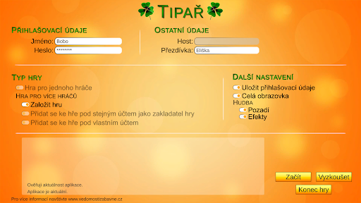 Android application Tipař screenshort
