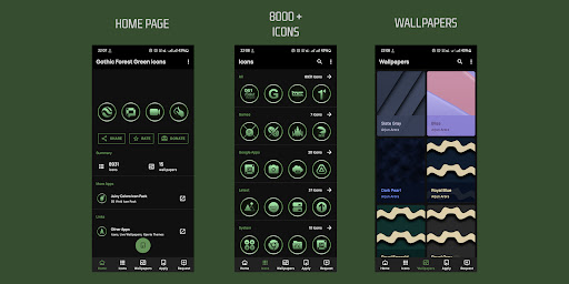 Screenshot of Gothic Forest Green Icons