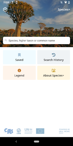 Android application Species+ screenshort
