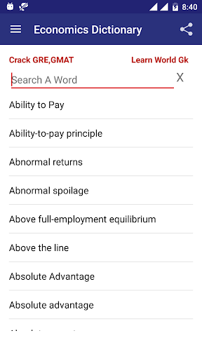Android application Offline Economics Dictionary screenshort