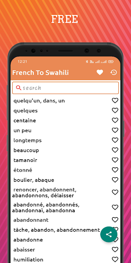 Android application French To Swahili Dictionary O screenshort
