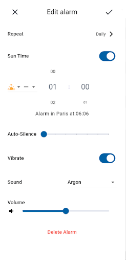 Sun Alarm Screen 2